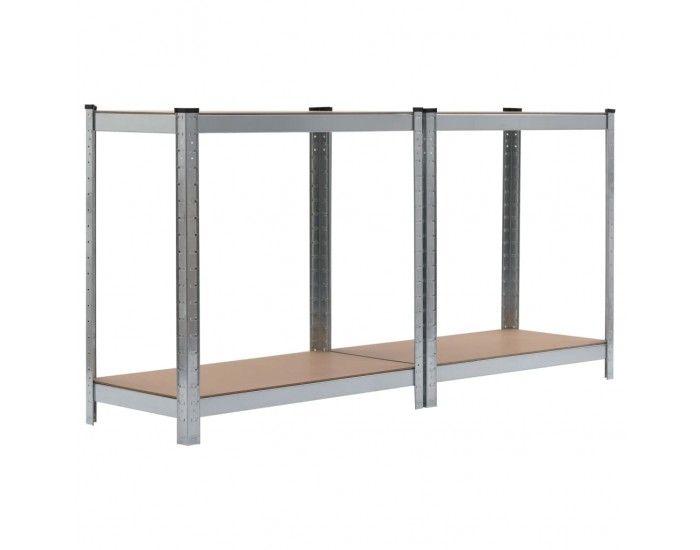 Sonata Стелажи за съхранение 2 бр сребристи 80x40x160 см стомана и МДФ -