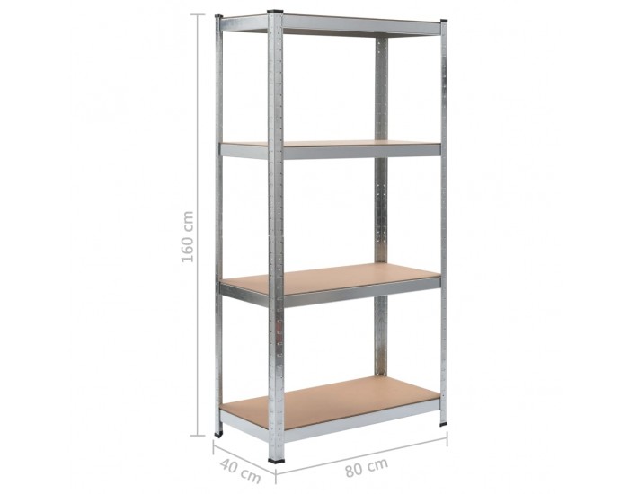 Sonata Стелажи за съхранение 2 бр сребристи 80x40x160 см стомана и МДФ -