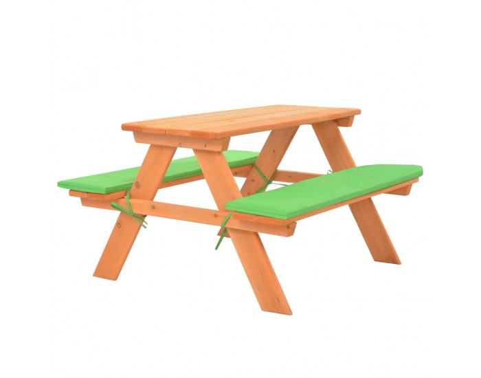 Sonata Детска маса за пикник с пейки, 89x79x50 см, ела масив -