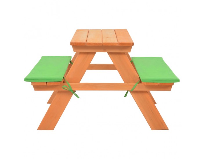 Sonata Детска маса за пикник с пейки, 89x79x50 см, ела масив -
