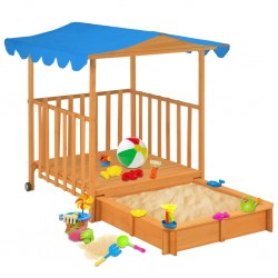 Sonata Детска къща за игра с пясъчник, дърво, синьо, UV50 - Градина