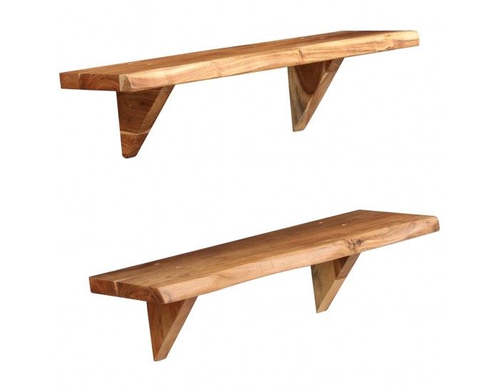 Sonata Рафтове за стена, 2 бр, 60x20x16 см, акация масив - Sonata Рафтове за стена, 2 бр, 60x20x16 см, акация масив -