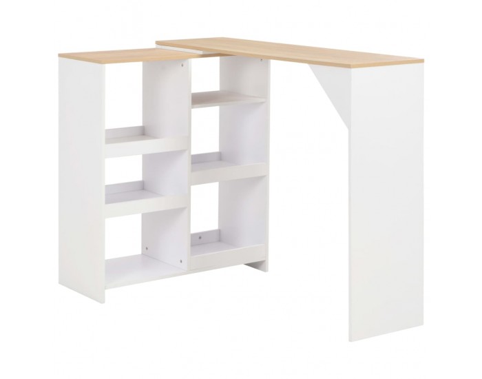 Sonata H Бар маса с подвижен рафт, бяла, 138x39x110 см