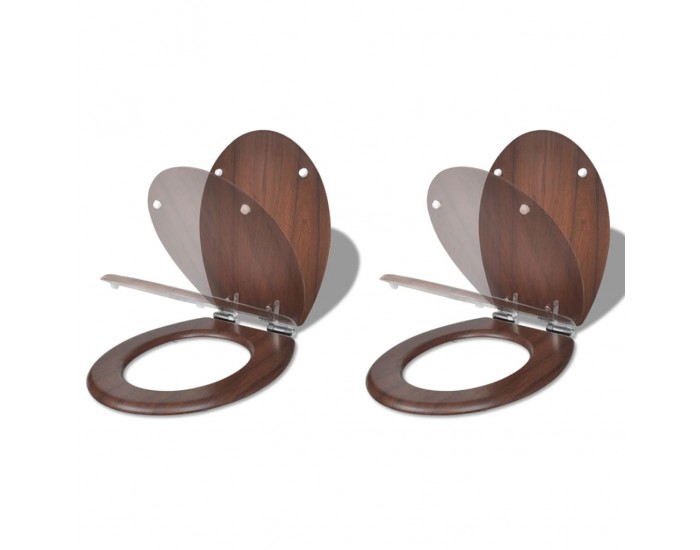 Sonata Тоалетни седалки с плавно затваряне, 2 бр, МДФ, кафяви -