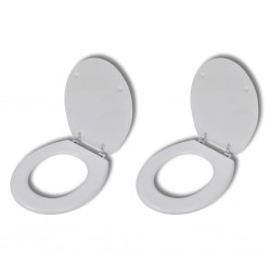 Sonata Тоалетни седалки с нормално затваряне, 2 бр, МДФ, бели - Продукти за баня и WC