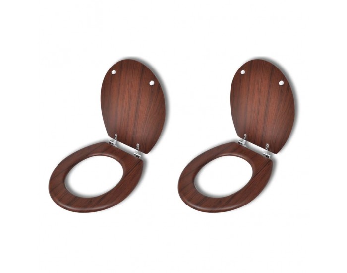 Sonata Тоалетни седалки с нормално затваряне, 2 бр, МДФ, кафяви -