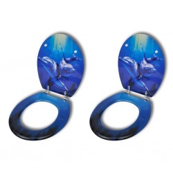 Sonata Тоалетни седалки с нормално затваряне, 2 бр, МДФ, делфини - Продукти за баня и WC