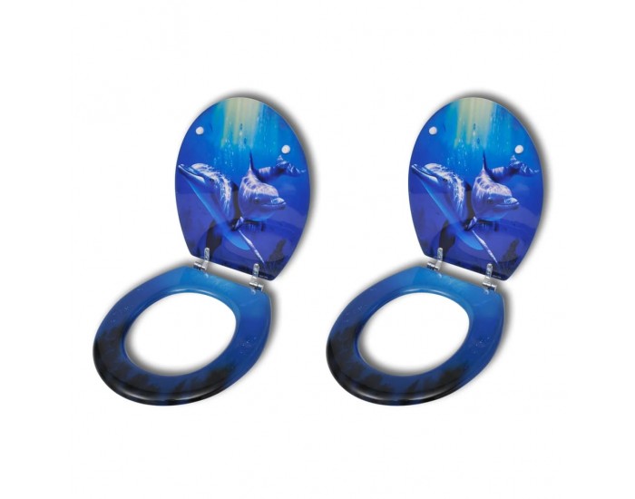 Sonata Тоалетни седалки с нормално затваряне, 2 бр, МДФ, делфини -