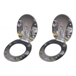 Sonata Тоалетни седалки с нормално затваряне, 2 бр, МДФ, Ню Йорк - Продукти за баня и WC