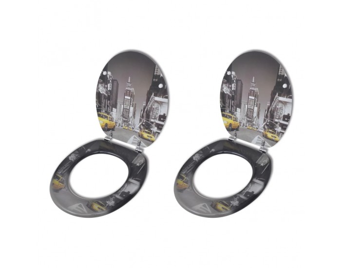 Sonata Тоалетни седалки с нормално затваряне, 2 бр, МДФ, Ню Йорк -