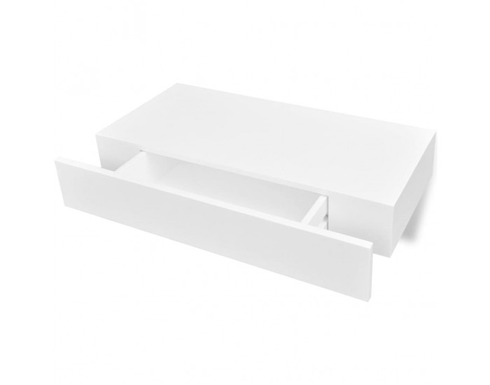 Sonata Окачени стенни рафтове с чекмеджета, 2 бр, бели, 48 см -