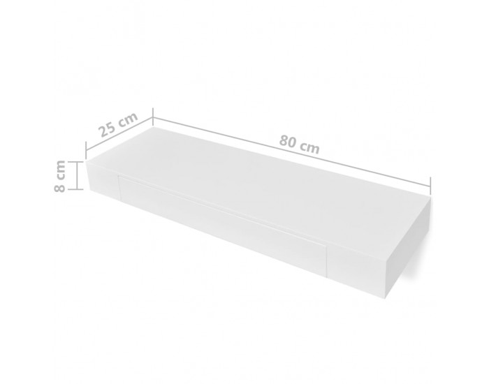 Sonata Окачени стенни рафтове с чекмеджета, 2 бр, бели, 80 см -