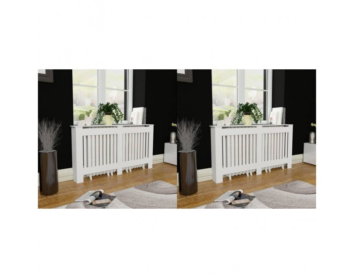 Sonata Паравани за радиатори, 2 бр, бели, MDF, 152 см -