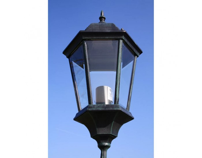 Градинска лампа Брайтън с 2 фенера, 230 см, тъмнозелена/черна -