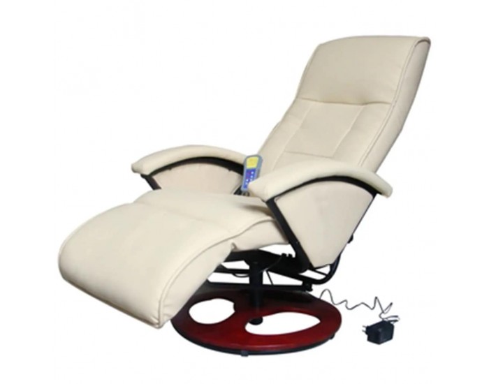 Sonata Електрически масажен стол, изкуствена кожа, кремаво бял -