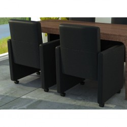 Sonata Трапезни столове, 2 броя, изкуствена кожа, черни - Трапезни столове