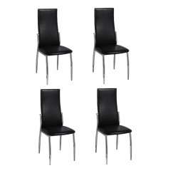 Sonata Трапезни столове, 4 броя, изкуствена кожа, черни - Трапезни столове