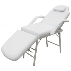 Стол за процедури с регулируема облегалка и поставка за крака, бял - Оборудване за Масажно и Козметично студио
