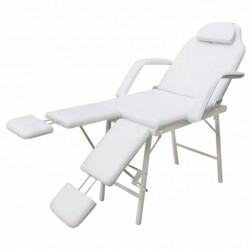 Стол за процедури с регулируеми поставки за краката, бял - Оборудване за Масажно и Козметично студио