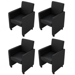 Sonata Трапезни столове, 4 броя, изкуствена кожа, черни - Трапезни столове
