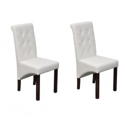 Sonata Трапезни столове, 2 броя, изкуствена кожа, бели - Трапезни столове