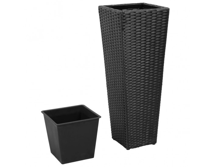 Sonata Градински плантери, 3 бр, полиратан, черни -