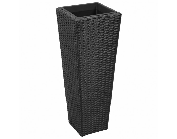 Sonata Градински плантери, 3 бр, полиратан, черни -