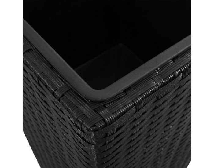 Sonata Градински плантери, 3 бр, полиратан, черни -