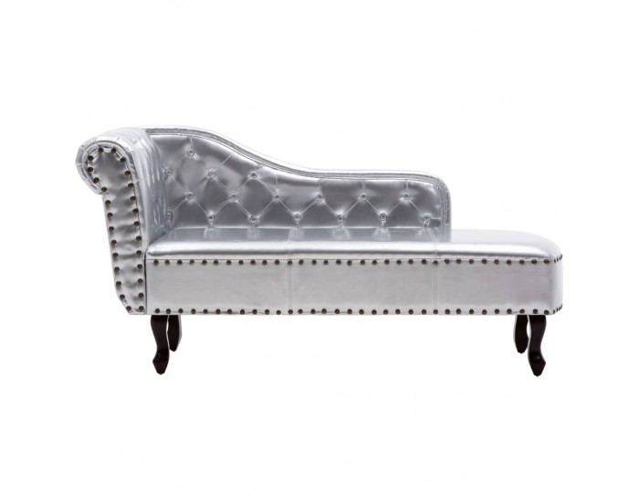 Диван „Честърфийлд“, сребрист -