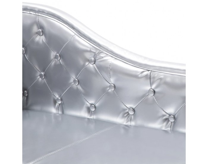 Диван „Честърфийлд“, сребрист -
