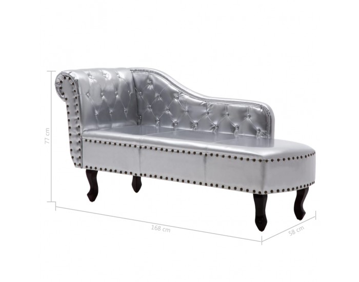 Диван „Честърфийлд“, сребрист -