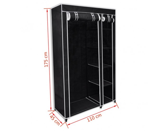 Sonata Сгъваем гардероб, черен, 110 x 45 x 175 см -
