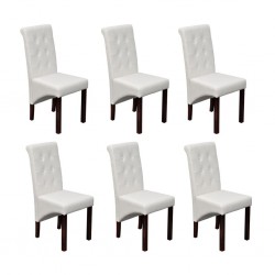 6 х трапезни столове, бели, модерен стил - Трапезни столове