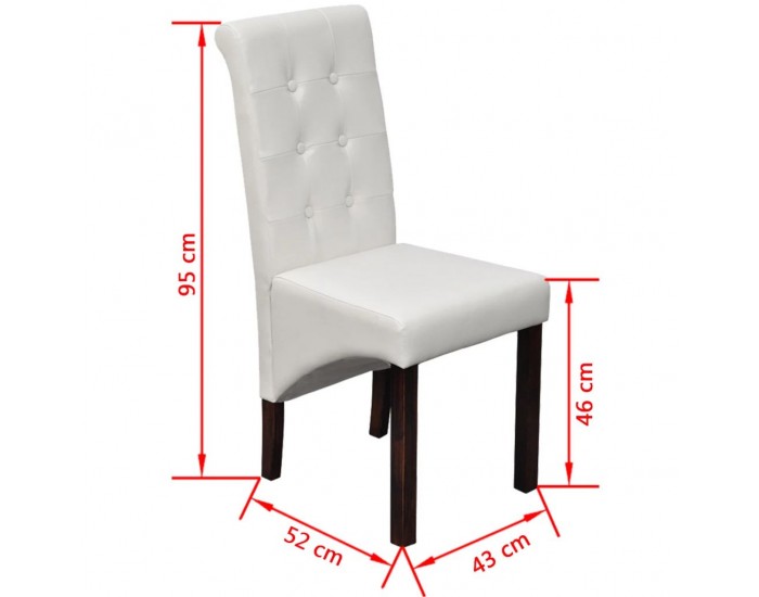6 х трапезни столове, бели, модерен стил -