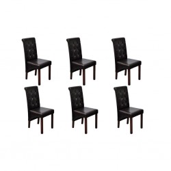6 х трапезни стола, кафяви - Трапезни столове