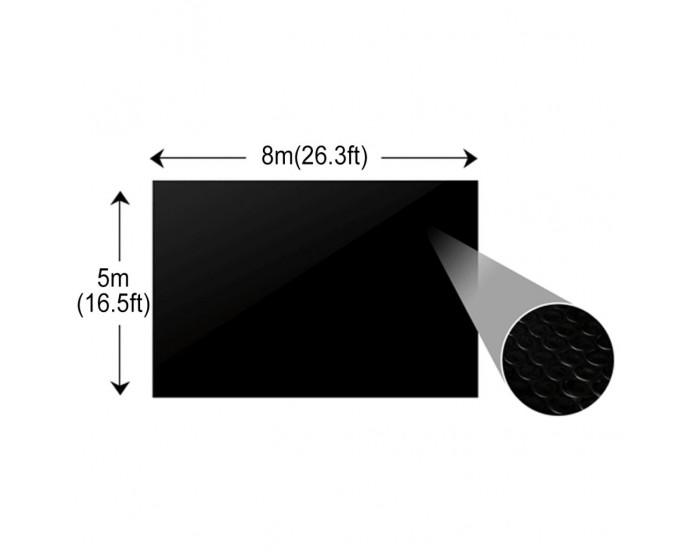 Покривало за басейн, полиетиленово, черно, правоъгълно, 8 х 5 м. -