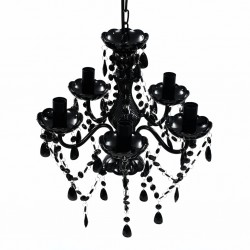 Стилен черен полилей със свещници - Лампи за таван