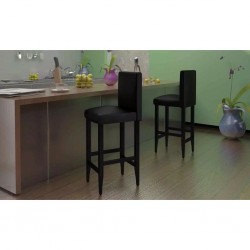 Sonata H Бар табуретки, 6 бр, черни, изкуствена кожа - Бар столове