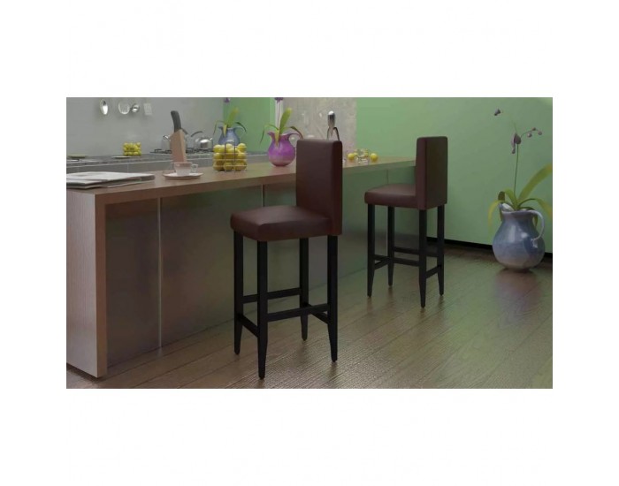 Sonata H Бар табуретки, 6 бр, тъмнокафяви, изкуствена кожа Sonata H Бар табуретки, 6 бр, тъмнокафяви, изкуствена кожа