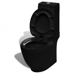 Тоалетна чиния, черна, с включено правоъгълно казанче - Продукти за баня и WC