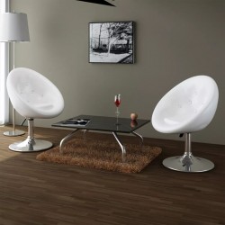 Sonata Клубни столове, 2 броя, изкуствена кожа, бели - Бар столове