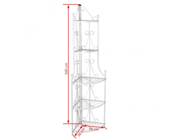 Ъглова етажерка за цветя, бяла -