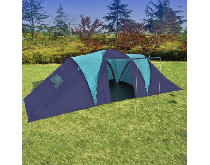 Полиестерна палатка за къмпинг за 9 човека, цвят тъмносин -