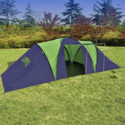 Полиестерна палатка за къмпинг за 9 човека, цвят синьо-зелен - Аксесоари