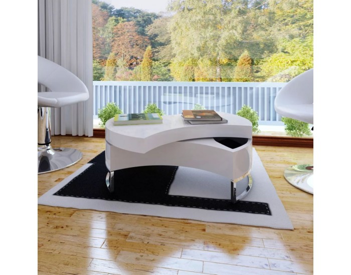 Модерна маса за кафе с променлива форма, цвят бял -
