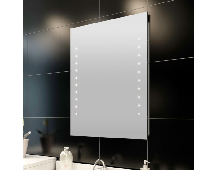 Стенно огледало за баня със LED светлини, 60 x 80 см (Д х В) -