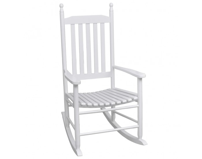 Sonata Люлеещ се стол със заоблена седалка, бял, дърво -