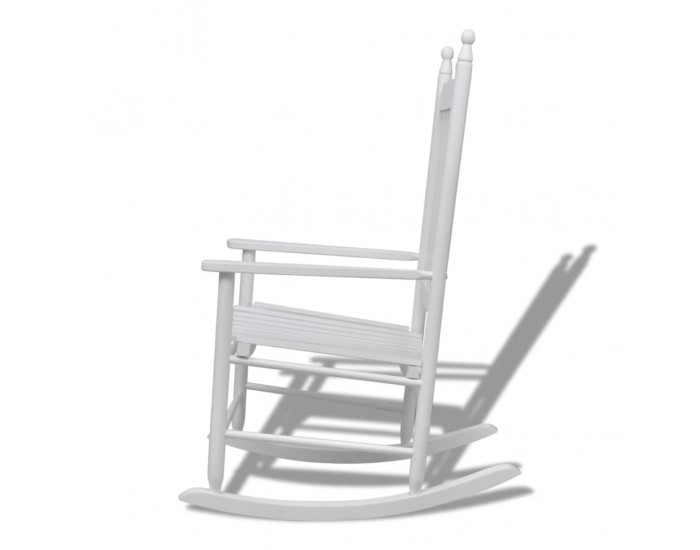 Sonata Люлеещ се стол със заоблена седалка, бял, дърво -