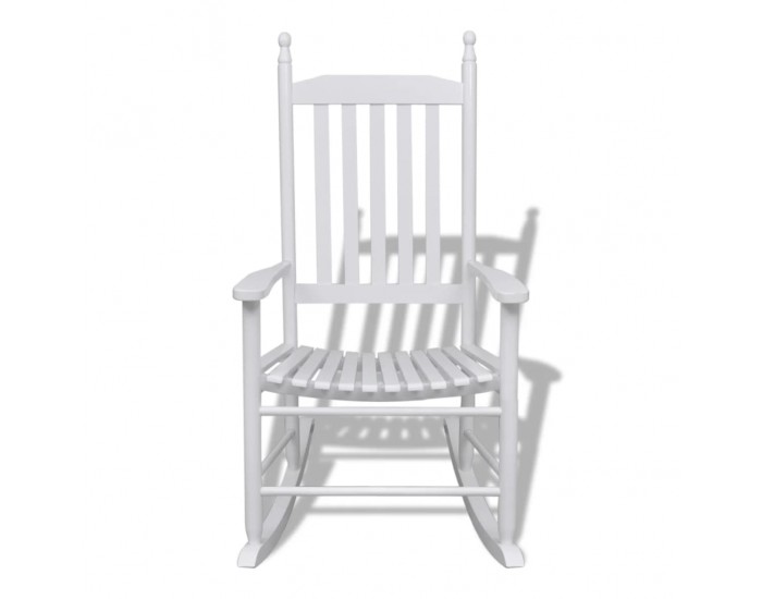 Sonata Люлеещ се стол със заоблена седалка, бял, дърво -