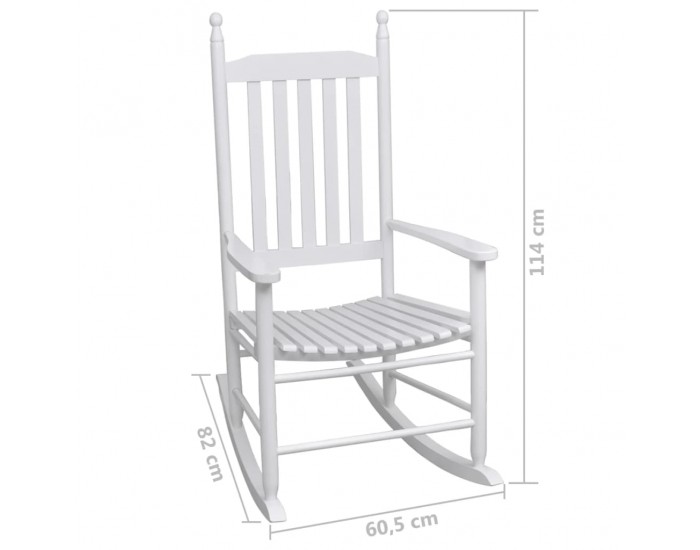 Sonata Люлеещ се стол със заоблена седалка, бял, дърво -